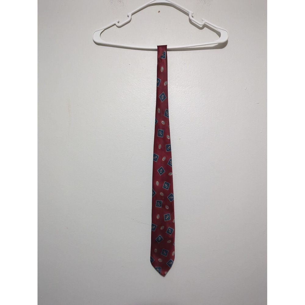 American Edition Collection Burgundy Geometric Paisley Polyester Tie Made in USA